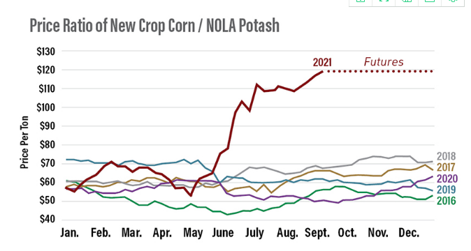 美国玉米生产所需化肥价值走势(资料来源：StoneX)